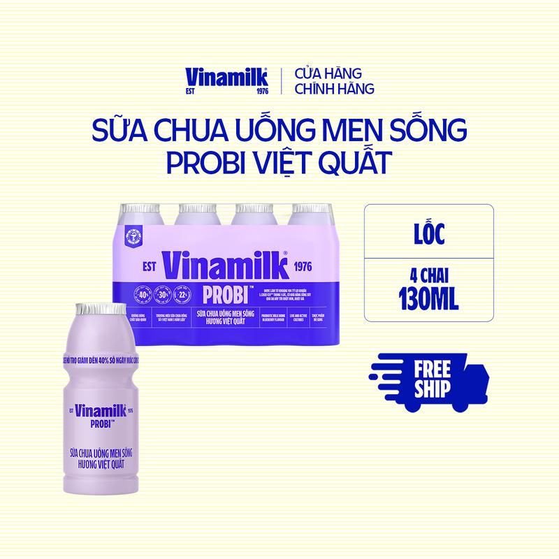 CHỈ GIAO THÀNH PHỐ LỚN BÁN KÍNH 10KM 3 lốc Sữa chua uống Probi Việt Quất -chai 130ml 12 chai