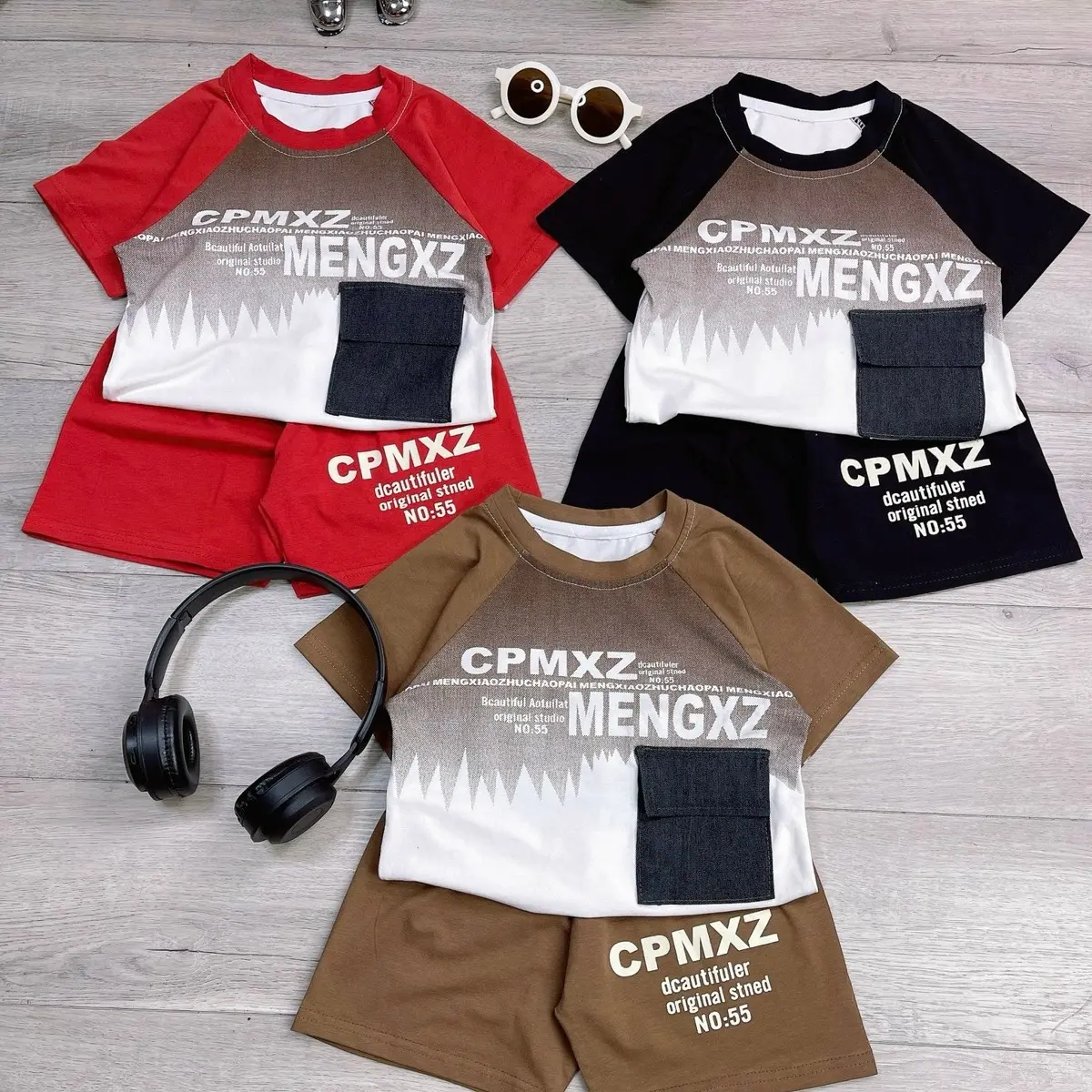 Bộ quần áo thun trẻ em ,bé trai size Đại Túi Ngực,chất cottong tàu ,thoáng mát,co dãn Qc cao cấp