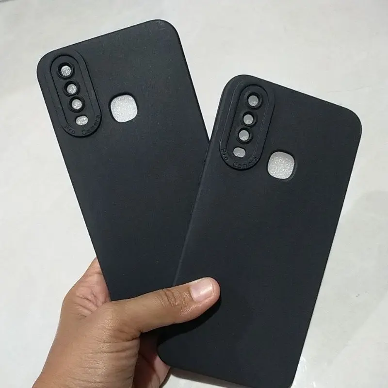 Softcase Cocok Untuk HP VIVO Y12 / Y15 / Y17 Case Casing Silikon Hand Phone Full Black Bahan Lentur