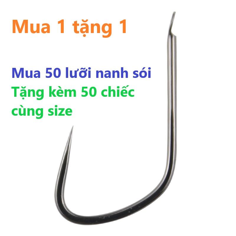[Mua 1 tặng 1 ] Mua Vỉ 50 chiếc Lưỡi nanh sói titan đen bạn sẽ được tặng kèm ngay 50 chiếc cùng size  - lưỡi câu cá