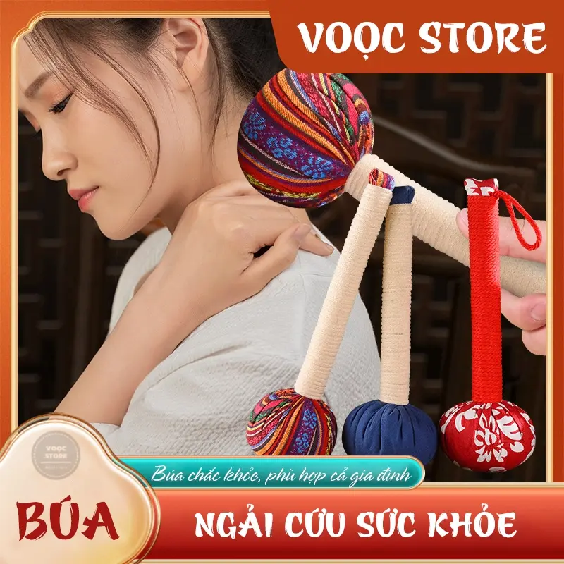 Búa Ngải Cứu Massage Cầm Tay Búa Gõ Bấm Huyệt Đấm Lưng Lưu Thông Máu Búa Thảo Dược