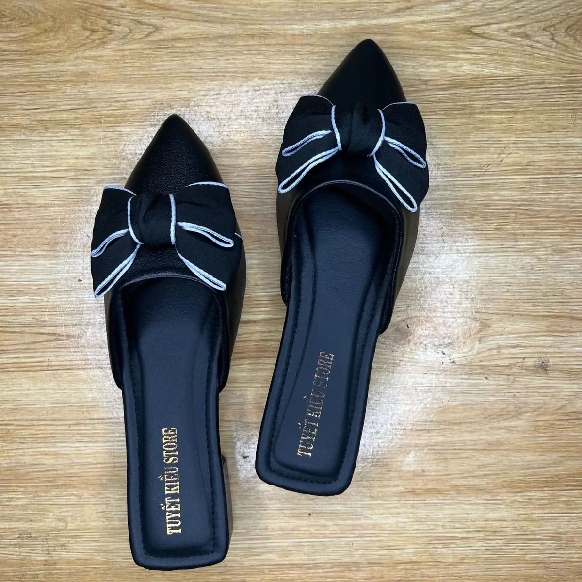 Sục nơ to siêu sang TuyetKieuStore Nữ Mũi nhọn DéP Shoes