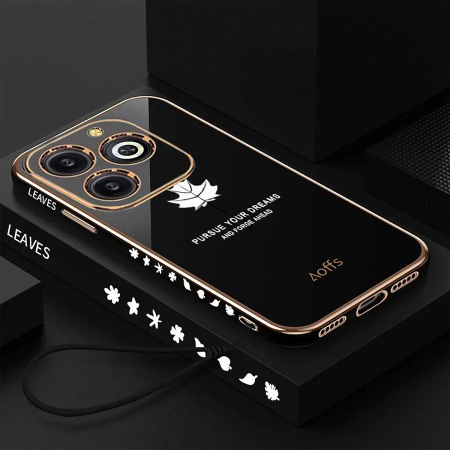Softcase Infinix Smart 8 Pro Silikon Maple Plating Motif Daun