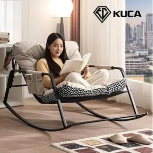 HANRIVER & KUCADI Kursi Goyang Double Kursi Santai Kursi Malas Kursi Sofa Malas Kursi Tidur [ Garansi lima tahun ] - Abu-abu