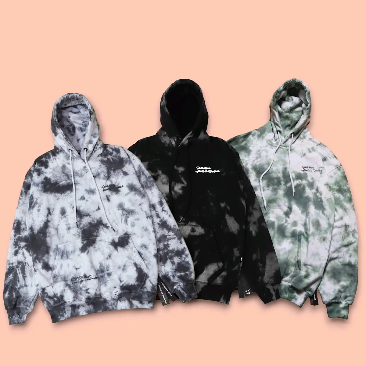 SWEATER HOODIE PULLOVER CASUAL TIE DYE SKM UNISEX FULL TAG ORI Fleece Panjang