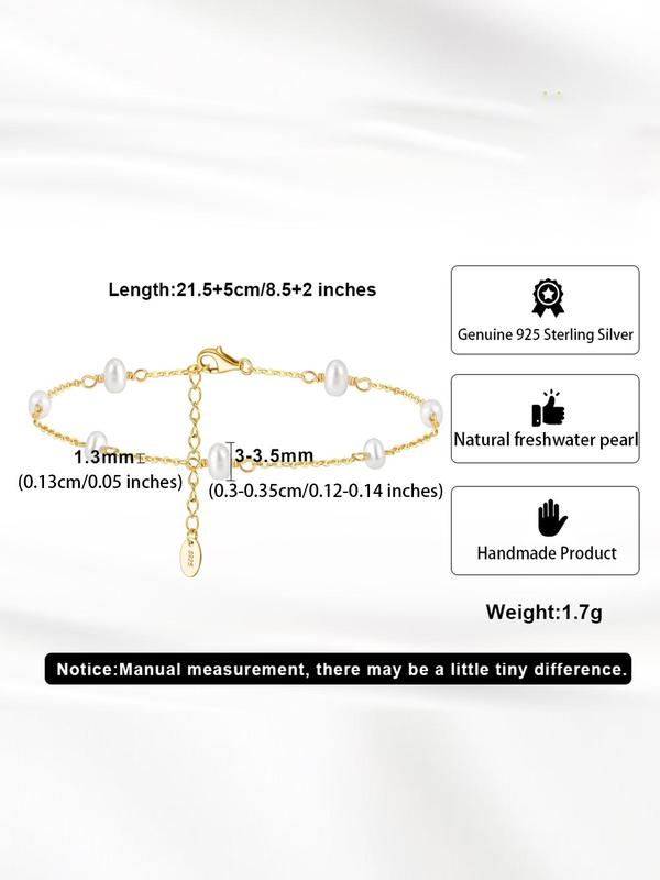925 Sterling Silver Women's Elegant Anklet, Fashionable Jewelry for Women & Girls, Trendy All-match & Exquisite Jewelry for Birthday Gift 1