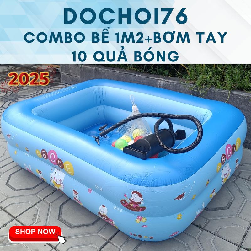 Bể bơi phao dành trẻ em tại nhà Tiến sĩ 1m2 2 tầng kèm bơm 10 quả bóng làm hồ bơi cao su cho bé đồ chơi vận động nhà banh giá rẻ toy chotrẻem hồbơi