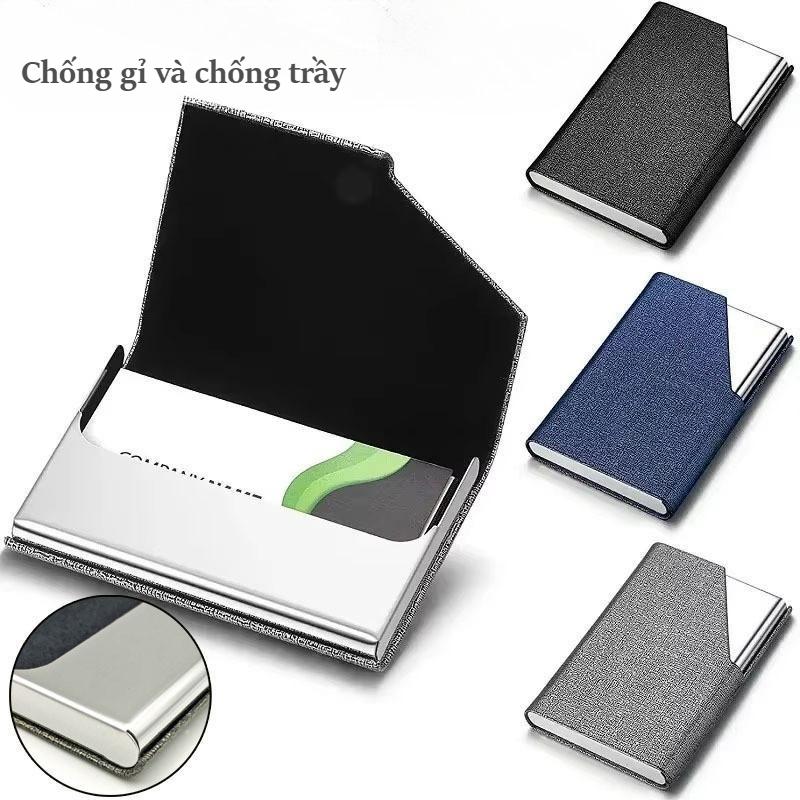 Hộp đựng name card thép không gỉ phối da, bảo vệ danh thiếp tối ưu,chống gỉ và chống trầy, quà tặng doanh nhân