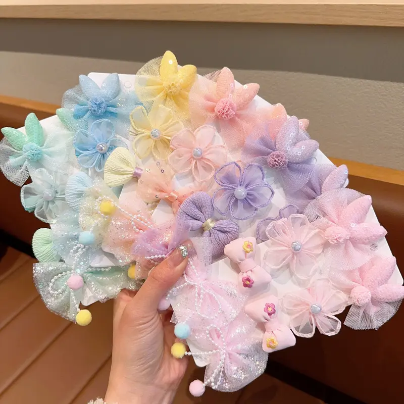 Children's bow hairpin Girl princess super fairy fabric flower clip Girl broken hair bangs do not hurt hair clip