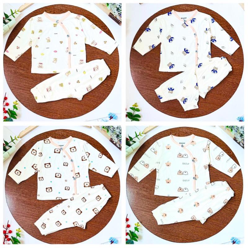 Combo 4 Bộ dài tay thun lạnh peptit cho bé sơ sinh Quần áo bé trai bé gái Minkymom