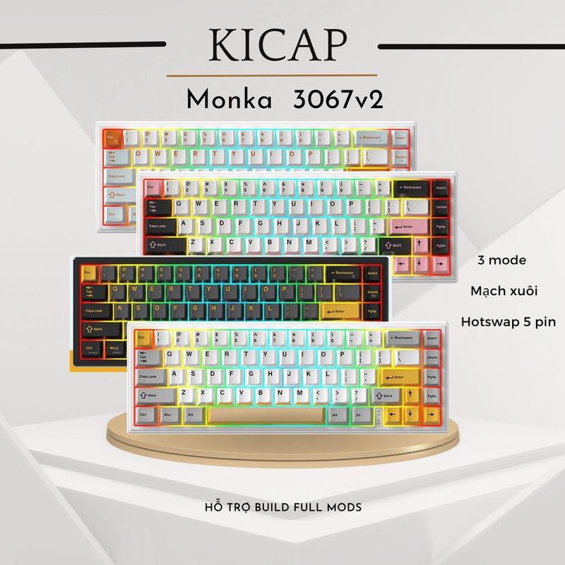 Bàn phím cơ Monka 3067v2 RGB 3 chế độ kết nối - KICAP