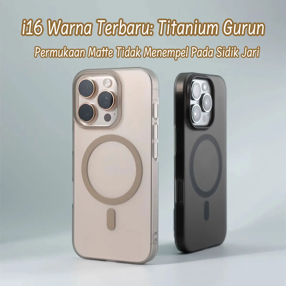 Casing Magnetik PC Semi-transparan Frosted Warna Titanium Gurun Baru Untuk iPhone 11 12 13 14 15 16 PRO MAX 16PLUS Penutup Belakang Tertutup Penuh 14PLUS Case 15PLUS Cover