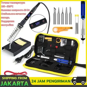 [Solder Listrik 80W] Set 15 dalam 1 Peralatan Penyolderan |  Solder dengan Suhu yang Dapat Disesuaikan | Wajib Punya untuk Perbaikan & Penyolderan