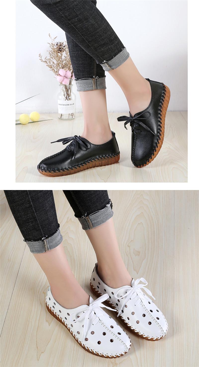 Product Introduction of Leather hand stitched single shoes Soft soled mother shoes lace-up retro fashion casual shoes flat women's shoes 11
