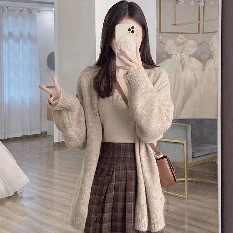 Product Introduction of Áo Len Phong Cách Thường Ngày Áo Cardigan Dệt Kim, Áo Khoác Dài Trung Bình Mùa Thu Và Mùa Đông Của Phụ Nữ, Mặc Nhẹ Nhàng, Phong Cách Hàn Quốc, Nhỏ Và Dày, Phong Cách Mori 2