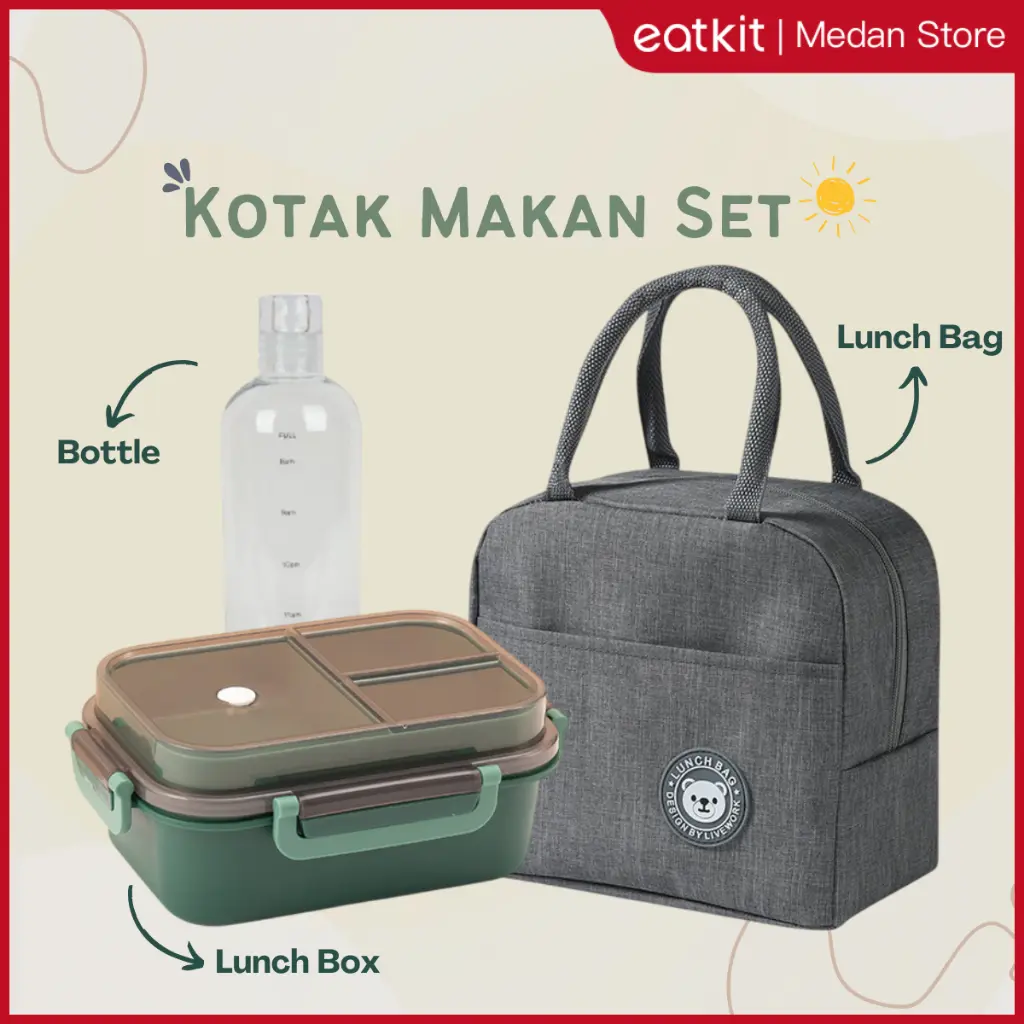 【Medan Ready Stock】Eatkit 3in1 Lunch Box Set | Kotak Makan 2 Tingkat 3 Sekat Anti Tumpah | Lunch Box Susun Free Sendok Garpu Portable | BPA Free【COD】 【Medan Ready Stock】Eatkit 3in1 Lunch Box Set | Kotak Makan 2 Tingkat 3 Sekat Anti Tumpah | Lunch Box Susun Free Sendok Garpu Portable | BPA Free【COD】