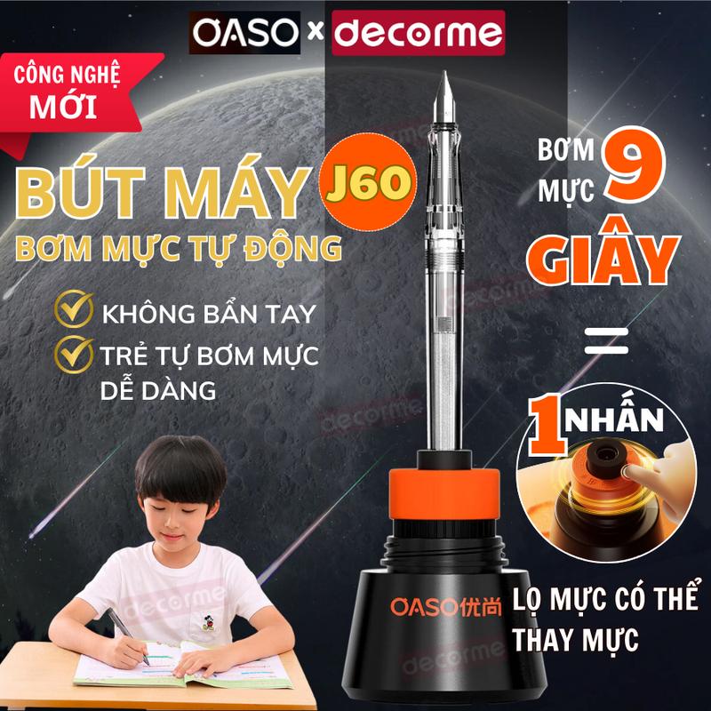 Bút Máy Bơm Mực Tự Động Decorme J60 Bút Viết Nét Thanh Đậm Bút Luyện Viết Chữ Đẹp Có Kèm Bình Mực Bơm Đồ Dùng Học Tập