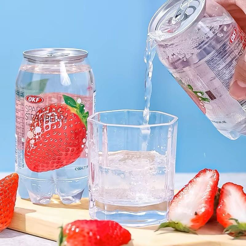 Thùng 24 Lon Nước Ngọt Có Gas OKF Hàn Quốc 350ml, Nước Sparkling Soda Hàn Quốc Đủ vị - Ăn Vặt Deku 1