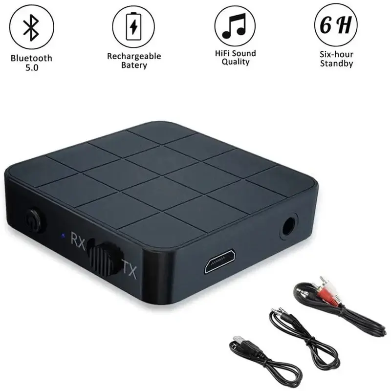 2 in 1 bluetooth receiver audio&bluetooth transmitter 5.0 with 3.5mm - Hitam For TV Computer Car Speaker Headset 4