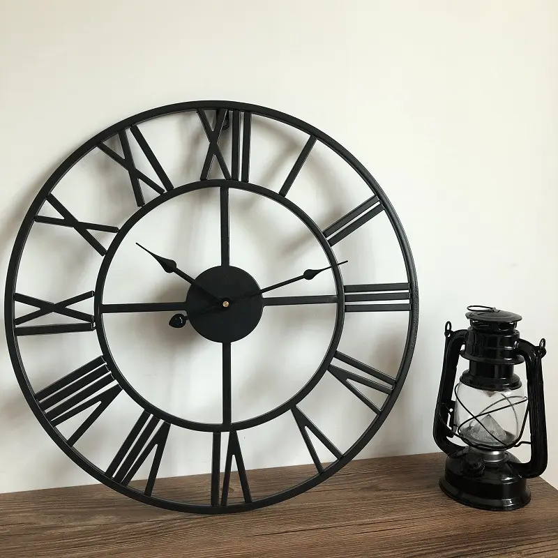 Jam Dinding Roman Logam, Tersedia dalam 40cm / 50cm / 60cm, Jam Besi Minimum, Jam Dinding Retro Besar, Sesuai untuk Hiasan Pejabat dan Rumah