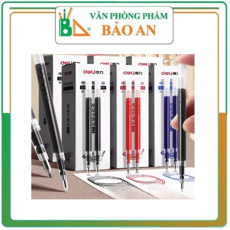 Combo 10 20 ruột bút gel Deli 0.5mm dùng cho bút bi nước A575 lâu hết mực không gai khi viết mực trơn tru S206 giá rẻ