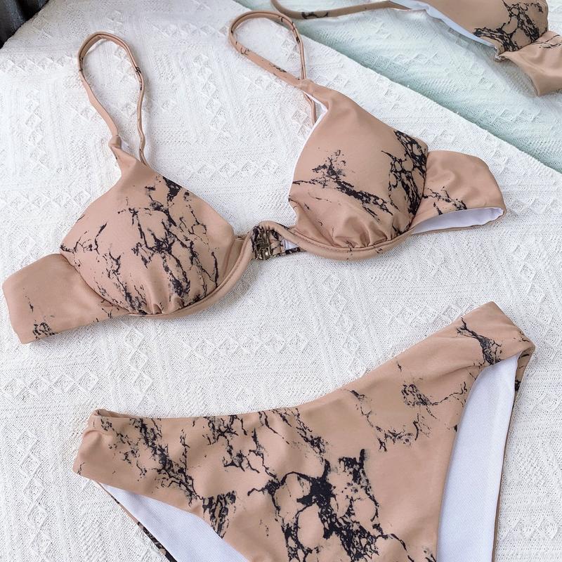 Product Introduction of Bi17 Bộ đồ bơi bikini có gọng màu nâu loang 3 chi tiết Nữ 4