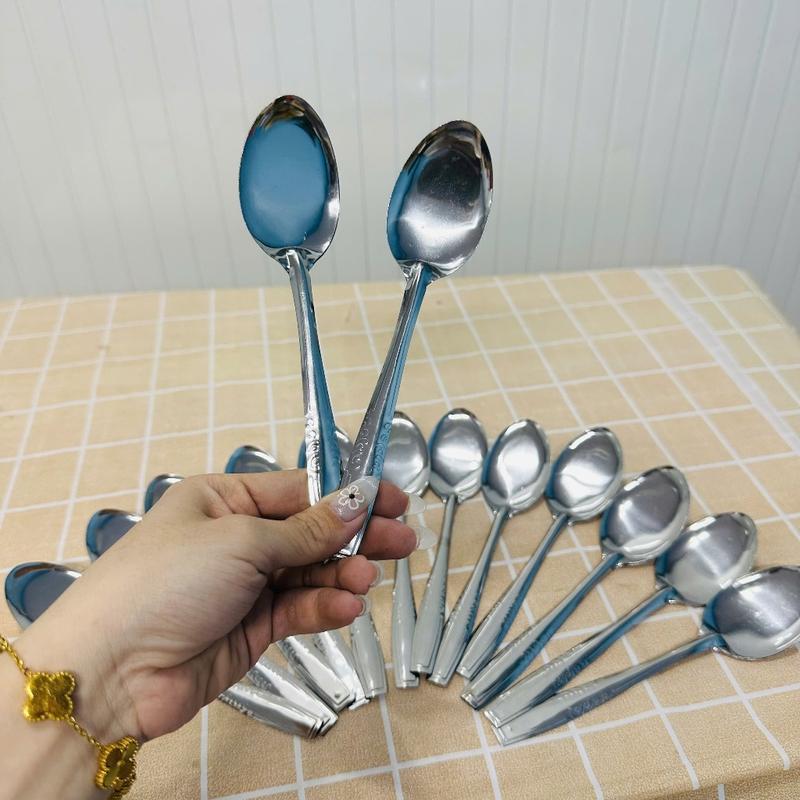 Combo 10 Thìa muỗng súp nhọn inox chuyên dùng bán cơm sườn, suất ăn công nghiệp