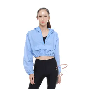 Jaket Olahraga Wanita Crop Jaket Sport Parasut Running Gym Fitnes Yoga Anti Air Wanita Cepat Kering