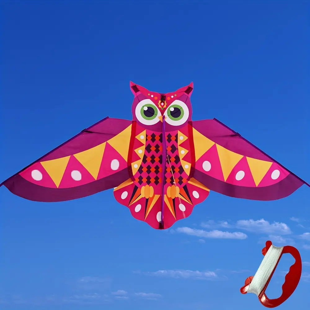 1pc 45.28inch Owl Kite With 1968.5inch Line For Outdoor Flying Entertainment Colorful Long Tail Kite Outdoor Lawn Seaside Kite