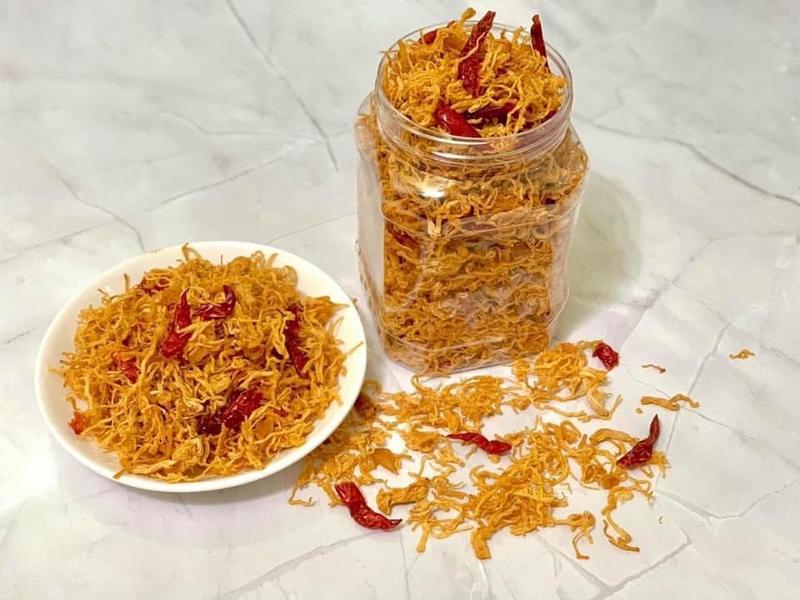 1kg Khô gà bơ tỏi hộp 500gram - Snack Ăn Vặt Thức Ăn Food khô sợi