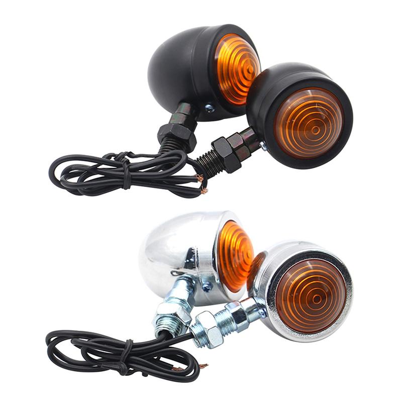 2Pcs Motorcycle Turn Signals Lights 12V Retro Motorbike Indicator ...