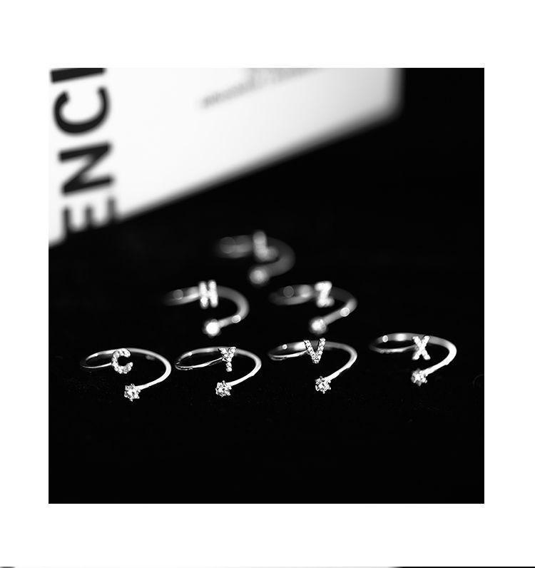 Product Introduction of Cincin Perak, Mewah Mampu Milik, 26 Huruf Inggeris, Cincin Perak Tulen, Reka Bentuk Niche, Fesyen mewah, Personaliti, Mampu Milik, Indah, Cincin Jari Terbuka 13