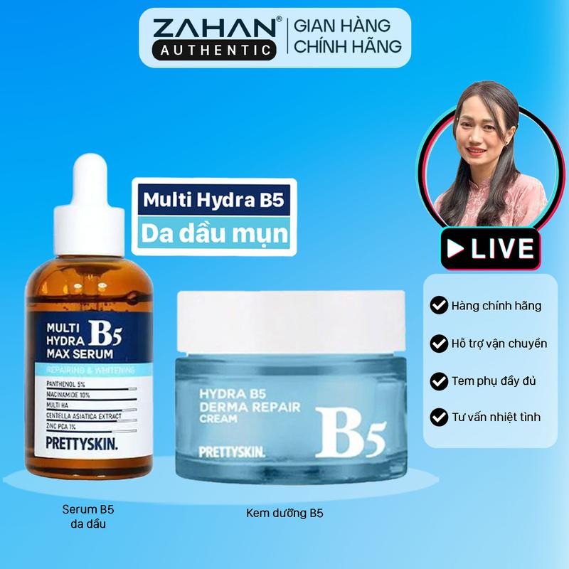Combo cấp ẩm phục hồi Tinh chất da dầu MULTI HYDRA B5 MAX SERUM và Kem dưỡng HYDRA B5 DERMA REPAIR CREAM (2 sản phẩm) Skincare Làm Đẹp Da