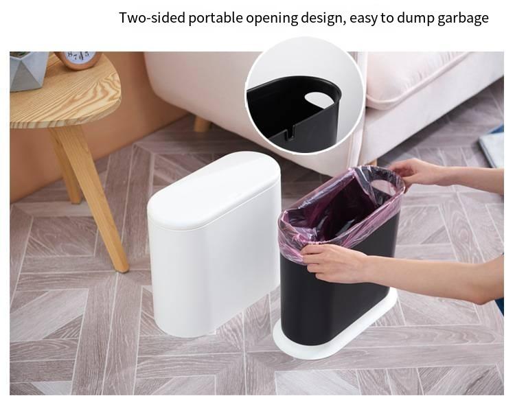 Product Introduction of Waste Bins Trash Can Press Type Double Plastic Living Room Slot Sanitary Bucket Bathroom Clutter Bucket Storage 1