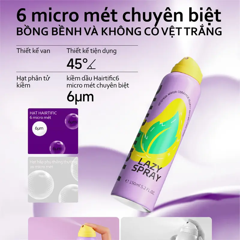 HAIRTIFIC Gôm xịt tóc Dầu gội khô ngải cứu ceramide 150ml Haircare bình xịt khô tóc 3