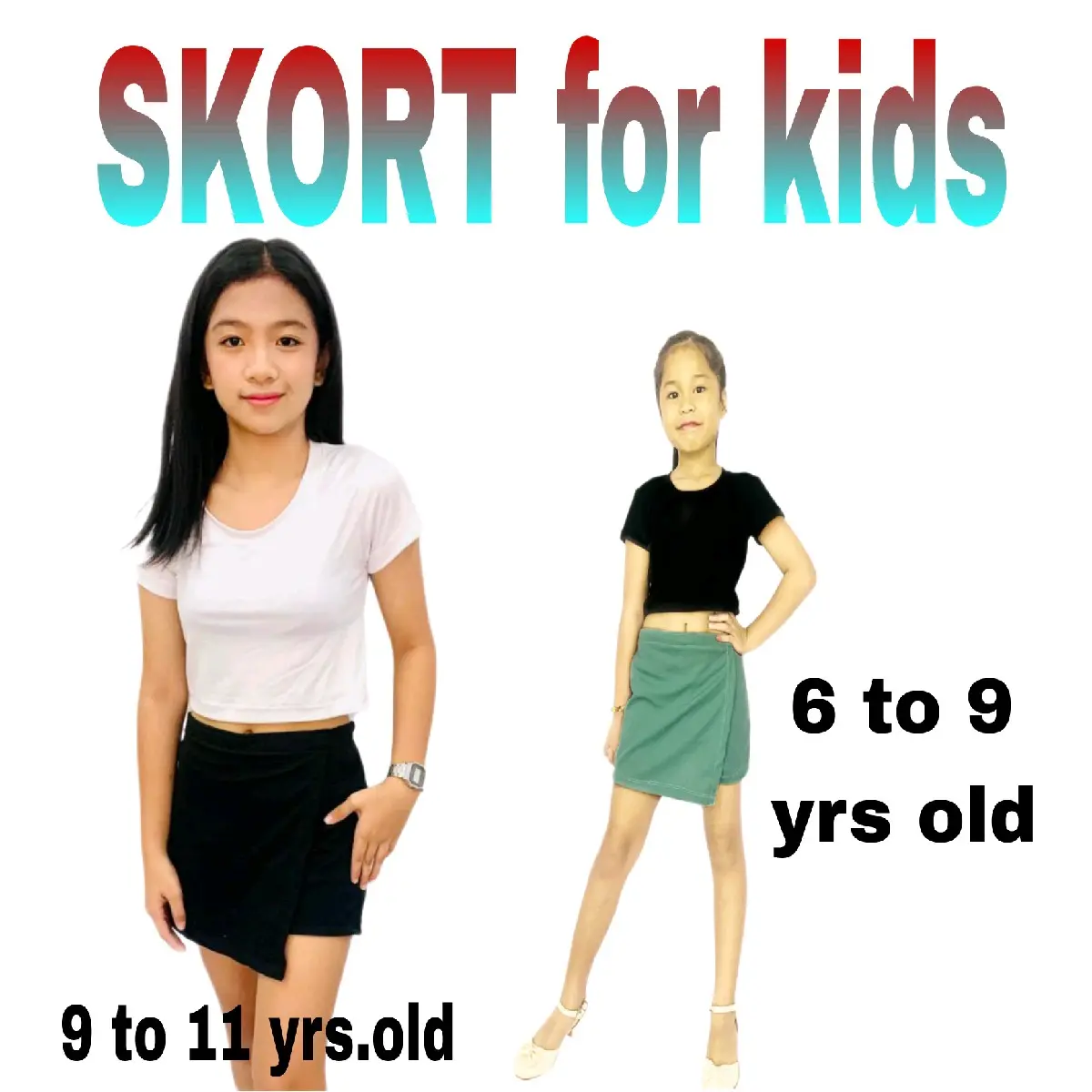 SKORT for kids CREPE Fabric 6-8/ 9-11 yrs old /3-5