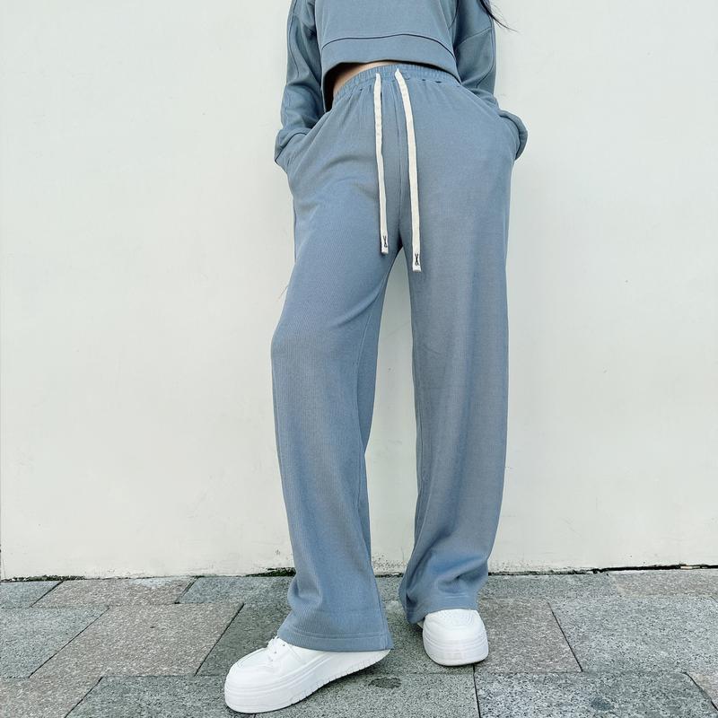 Quần ống rộng nữ Choobe vải len tăm cạp cao - Q75 Pants Nhung