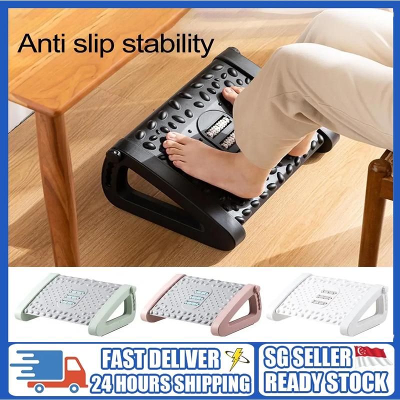 🚚SG Seller🚚Ergonomic Foot Stool 180° Swing Massage Roller Rest Stool Under Office Desk Anti-slip Antibacterial Massage Foot Stool Foot Stool Foot Stool Foot Massage Stool 1
