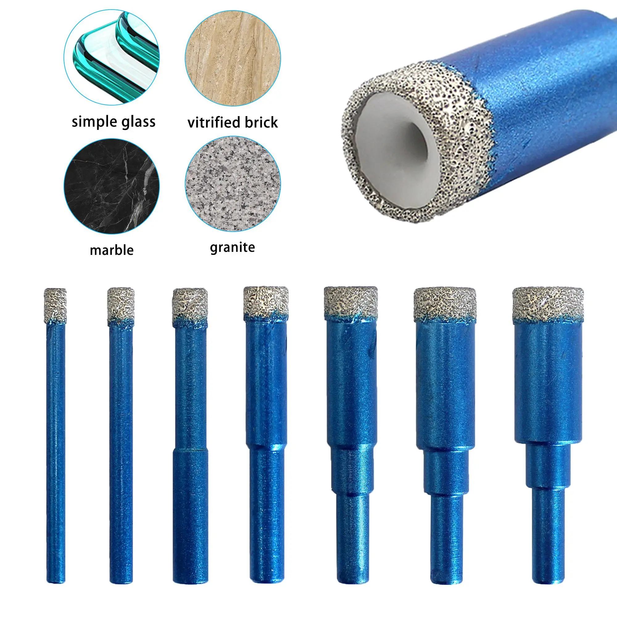 Diamond Hole Saw Kit, Wet & Dry Use Drill Bit Set for Brick, Concrete, Coal Cinder, Granite, Quartz, Ceramic, Tile, Countertop, Power Tool Accessories