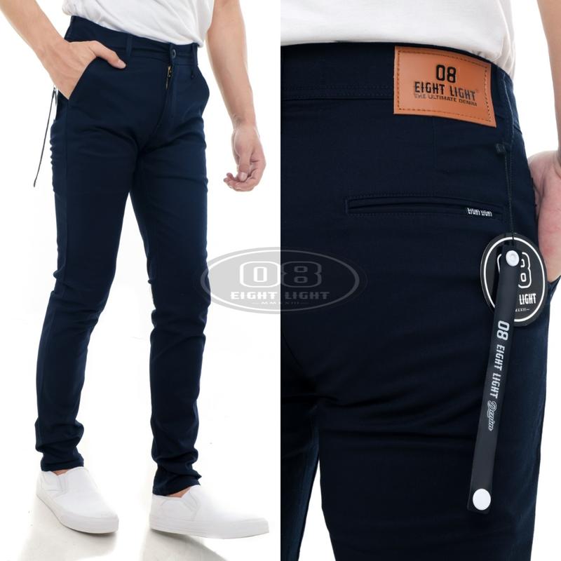 EIGHT LIGHT DENIM - Celana Chino Panjang Pria Slim Fit Pensil Streatch Premium New Cotton Scot Hight Twill 6