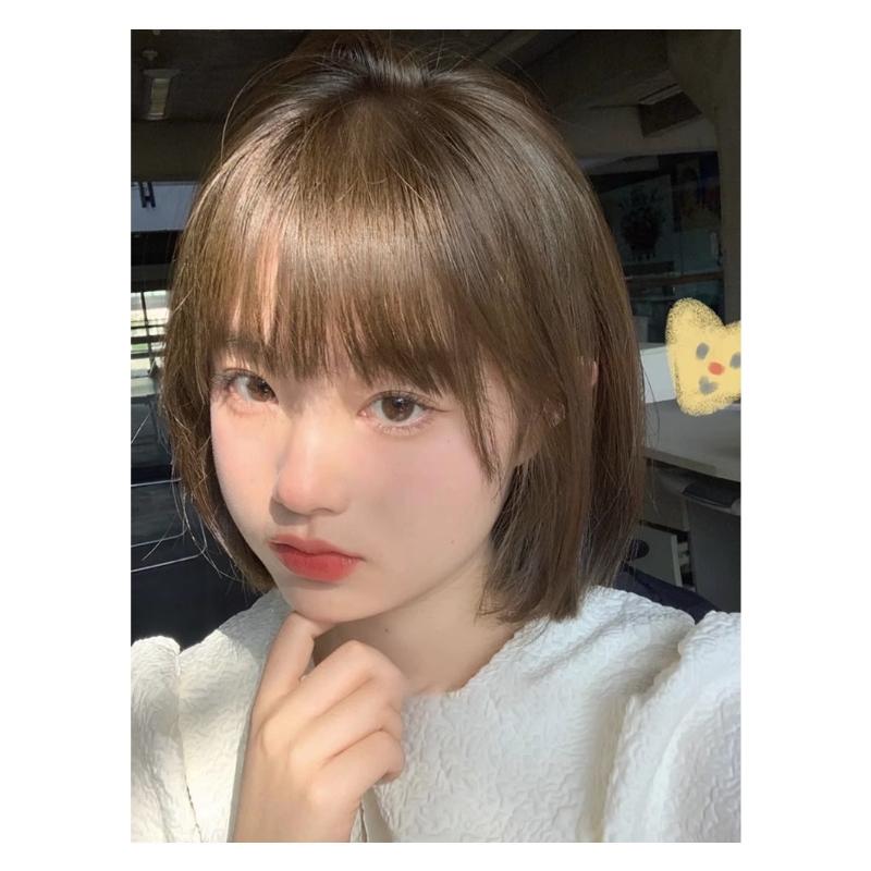 Short-haired Women In Wigs, Summer Natural Full-headed Hood Style Internet Celebrity Round Face Bob Head Bald Daily Simulation Hair Wig Head 1
