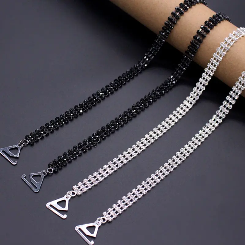 Dây Đeo Áo Ngực Màu Đen, 1 Đôi, Hàng Mới Về, Áo Ngực Kim Loại Gợi Cảm, Dây Đeo Vai, Phụ Kiện Đồ Lót Vai đính đá 4