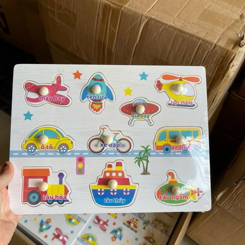 Bảng ghép hình núm gỗ với nhiều chủ đề cho bé 2