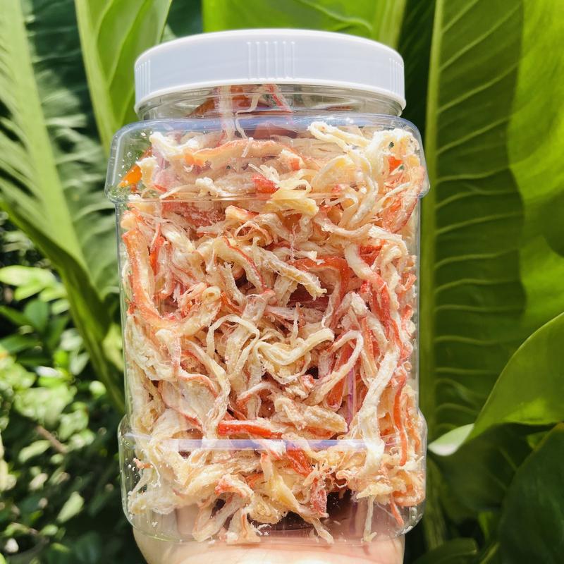 Khô Mực Hấp Nước Dừa  Hũ Vuông 500.Gram - Giai Ngon - Đồ Ăn Vặt