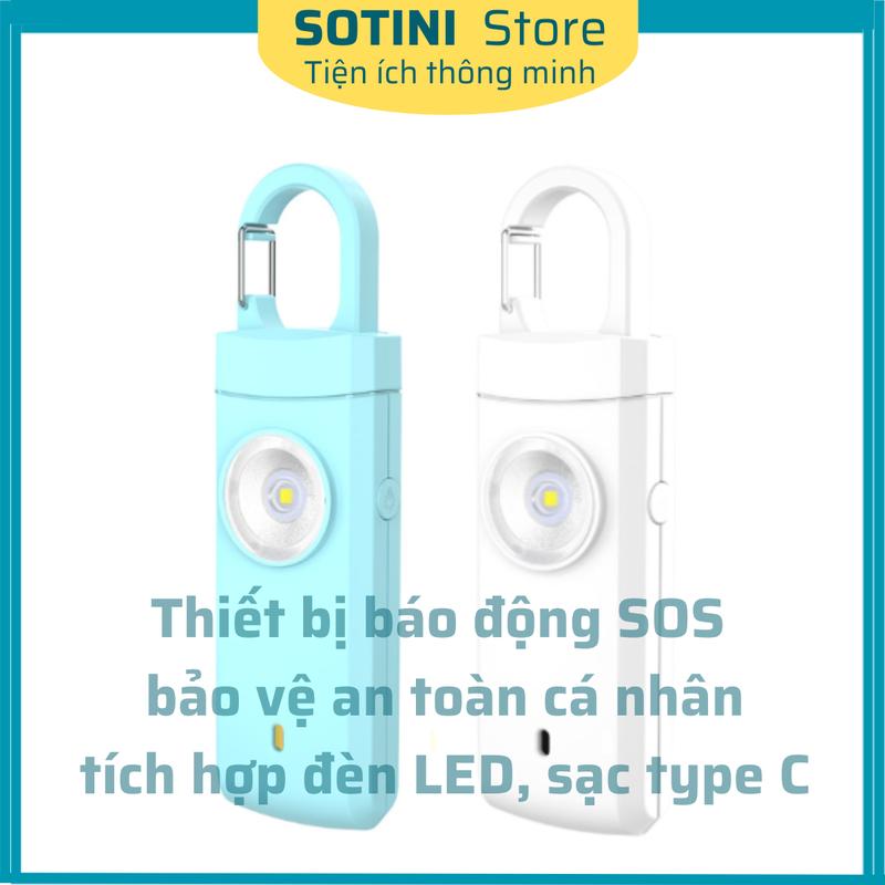 SOTINI Thiết bị còi hú báo động khẩn cấp SOS tự vệ bảo bệ an toàn cá nhân , đèn LED, có thể sạc , nhỏ gọn, móc khóa thời trang