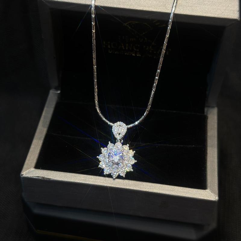 Trang Sức Dây Chuyền Bạc Cao Cấp Mì Khứa K.C Lớn 5T Phối Mặt Hoa Tia X.o.à.n Nam Mỹ Xi Kim P123