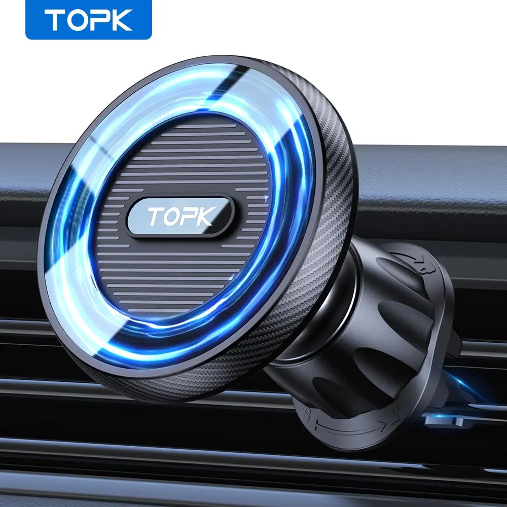 TOPK Magnetic Car Phone Holder, Car Air Vent Phone Mount, Hands Free Cellphone Holder Clip for iPhone MagSafe Case