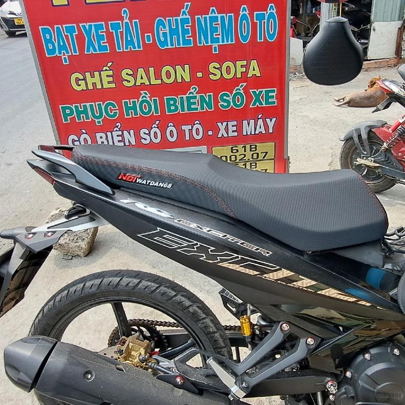 Yên xe Exciter 150 MÚT VÀNG + yên đắp nệm KYMDAN 2 tầng góc cạnh