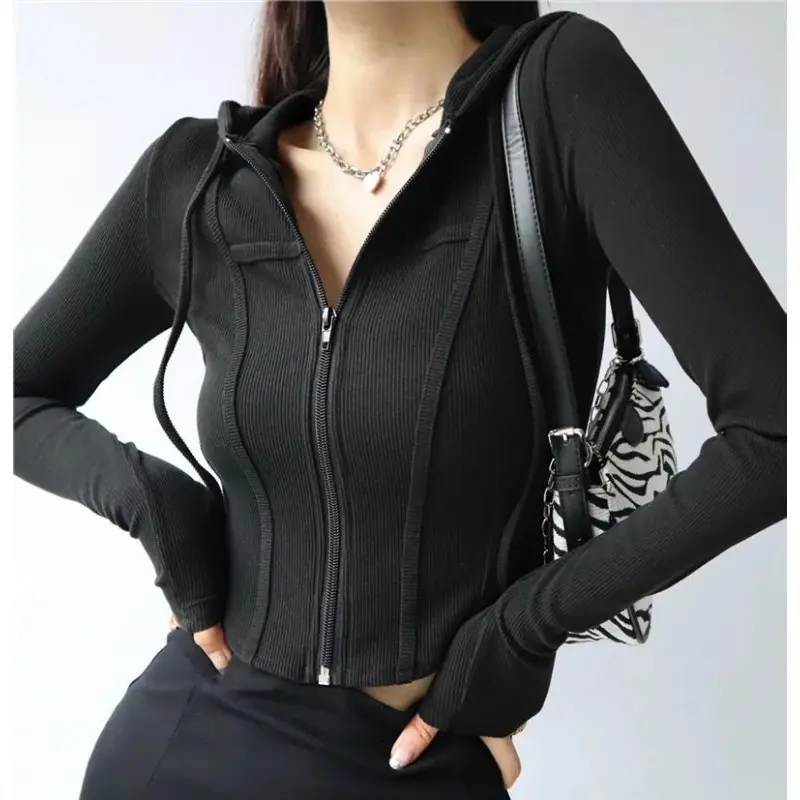 Grania Premium High Quality Jacket Sweater Zipper Hoodie Crop Top Wanita Kekinian Fashion Outfit Korean Style Jaket Suiter Hoodie Crope Jiket Hudie Cewe Bahan Fleece 5