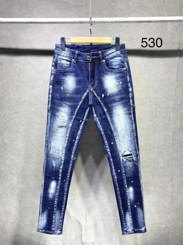 Quần jean nam 2 đáy wash rách xước phối vẩy sơn nhẹ, hàng co giãn tốt, mặc thoải mái, phong cách trẻ, chất | Menswear 1
